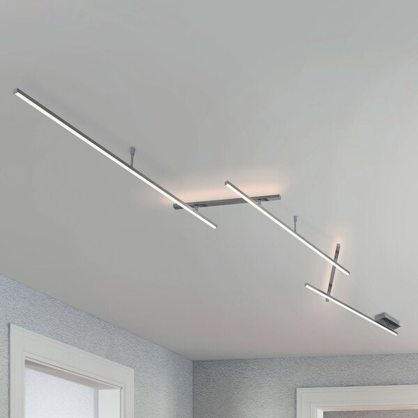 Trio Lighting Okretna LED stropna svjetiljka Indira, nikal s prigušivačem, prigušiva, Sivo, Dnevni boravak/blagovaonica, Metal