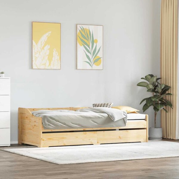 Dnevni krevet s pomoćnim ležajem bez madraca IRUN 90x200 cm - Smeđa / N/A