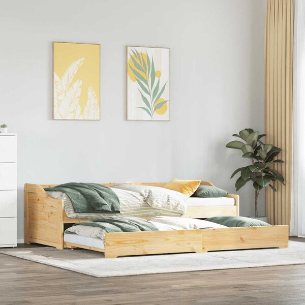 Dnevni krevet s pomoćnim ležajem bez madraca IRUN 90x200 cm - Smeđa / N/A