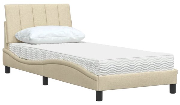Krevet s madracem Hanko krem 80 x 200 cm od tkanine - Krema / 80 x 200 cm