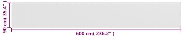 Balkonska Zaštita HDPE 90x600 cm Bijela - Bijela / 90 x 600 cm