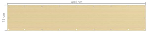 Balkonski zastor bež 75 x 400 cm HDPE - Bež / 75 x 400 cm
