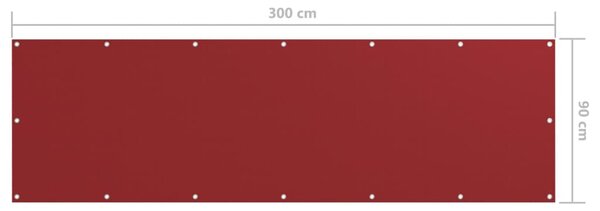 Balkonski zastor crveni 90 x 300 cm od tkanine Oxford - Crvena / 90 x 300 cm