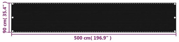 Balkonski zastor crni 90 x 500 cm HDPE - Crna / 90 x 500 cm
