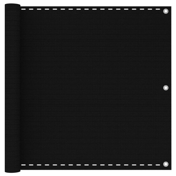 Balkonski zastor crni 90 x 500 cm HDPE - Crna / 90 x 500 cm