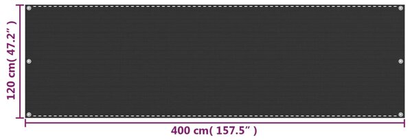 Balkonski zastor antracit 120 x 400 cm HDPE - Antracitno siva / 120 x 400 cm
