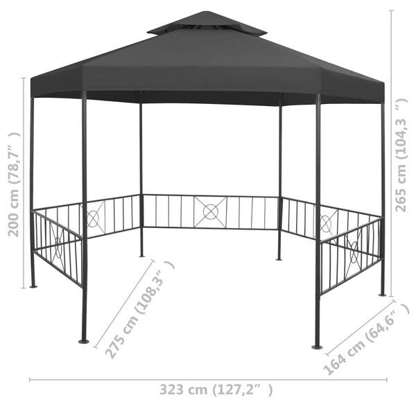 Vrtna sjenica 323 x 275 x 265 cm antracit - Antracitno siva / N/A