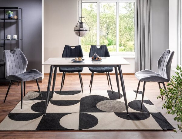 Jelački stol RION 130x70 cm s keramičkom pločom, bijeli mramor
