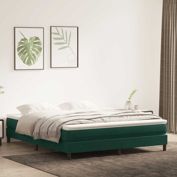 Krevet s boxspring oprugama bez madraca tamnozeleni 180x220 cm baršun - Zelena / 180 x 220 cm