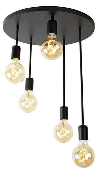 Moderna stropna lampa crna 5-light - Facil