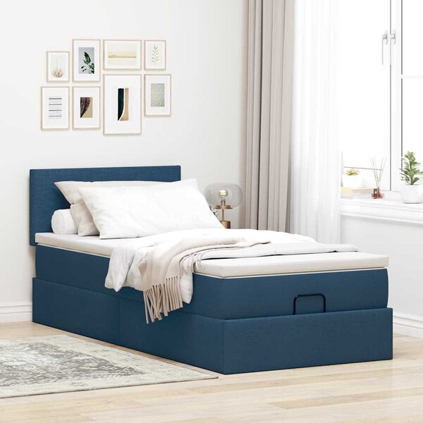 Ottoman krevet s madracem plavi 80x200 cm tkanina - Plava / 80 x 200 cm