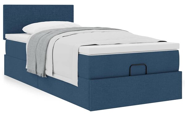Ottoman krevet s madracem plavi 80x200 cm tkanina - Plava / 80 x 200 cm