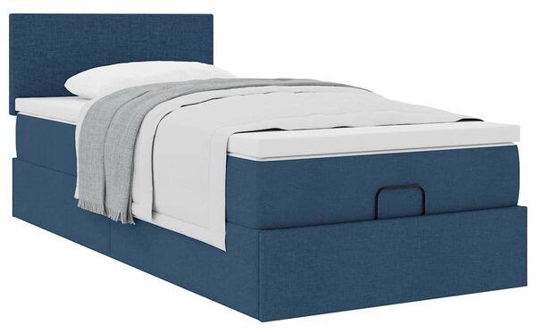 Ottoman krevet s madracem plavi 80x200 cm tkanina - Plava / 80 x 200 cm