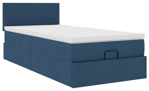 Ottoman krevet s madracem plavi 80x200 cm tkanina - Plava / 80 x 200 cm