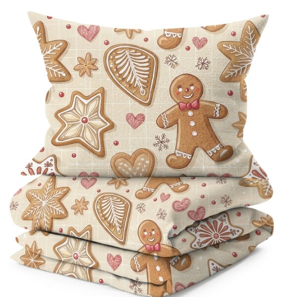 Pamučna posteljina GINGERBREAD JOY bež Dimenzije posteljine: 70 x 90 cm | 140 x 200 cm