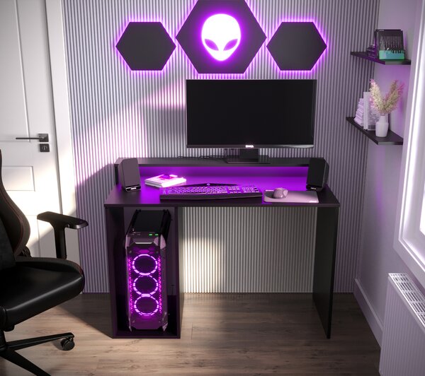 Gaming PC stol Garrick 2 (crna) (s LED RGB rasvjetom)