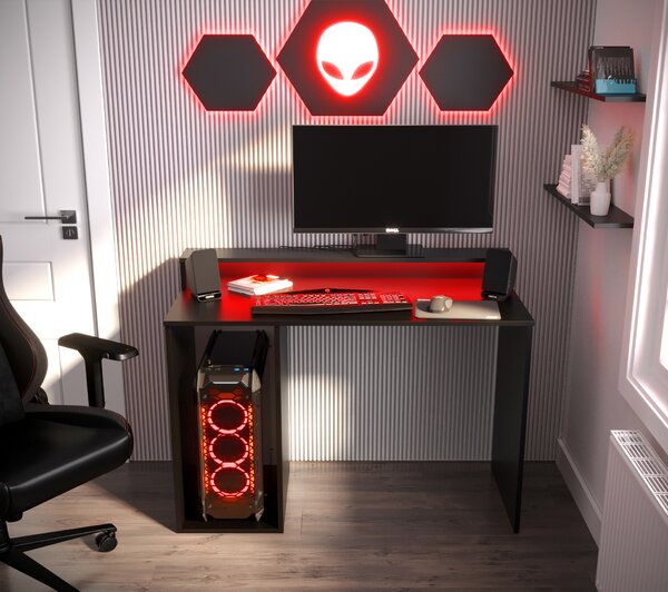 Gaming PC stol Garrick 2 (crna) (s LED RGB rasvjetom)