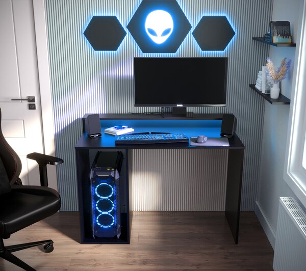 Gaming PC stol Garrick 2 (crna) (s LED RGB rasvjetom)