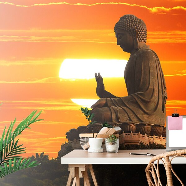 Tapeta kip Buddhe pri zalasku sunca