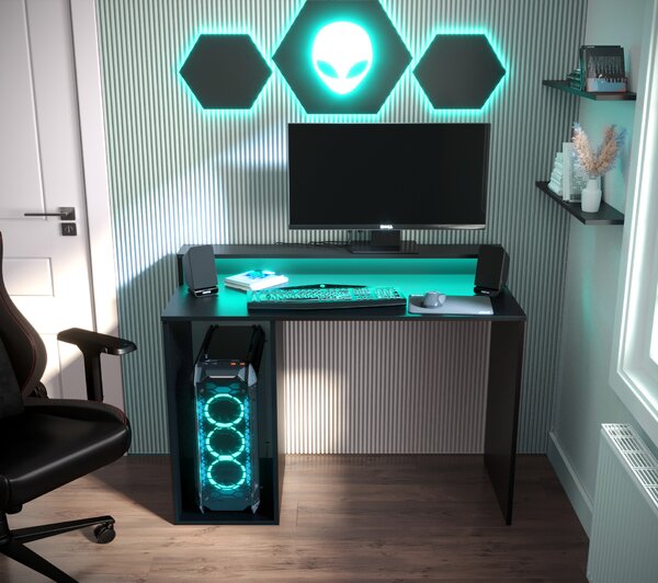 Gaming PC stol Garrick 2 (crna) (s LED RGB rasvjetom)