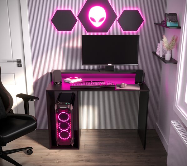 Gaming PC stol Garrick 2 (crna) (s LED RGB rasvjetom)