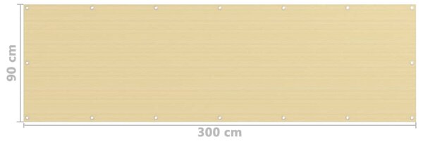 Balkonski zastor bež 90 x 300 cm HDPE - Bež / 90 x 300 cm