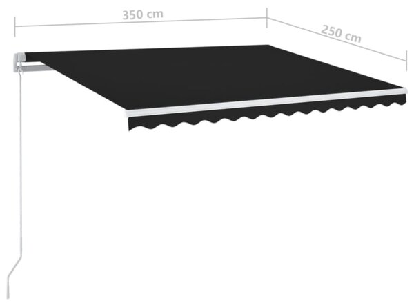 Tenda na ručno uvlačenje s LED svjetlima 350 x 250 cm antracit - Antracitno siva / 350 x 250 cm