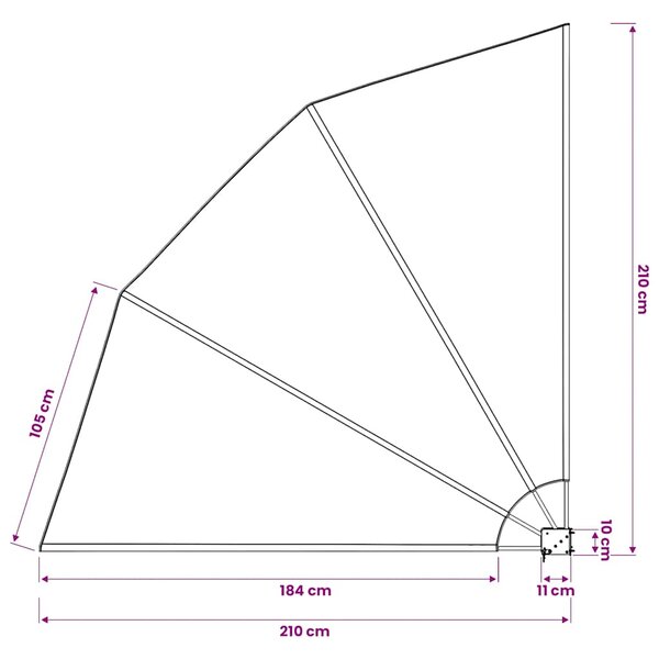 Sklopiva bočna tenda siva 210 x 210 cm - Siva / 210 x 210 cm