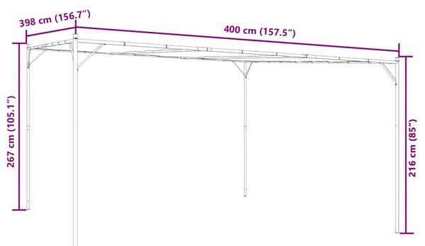 Sjenica antracit 4 x 4 m 180 g/m² od tkanine i čelika - Antracitno siva