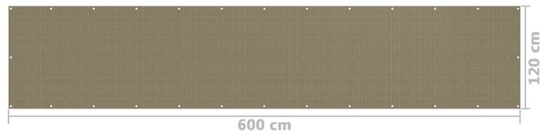 Balkonski zastor smeđe-sivi 120 x 600 cm HDPE - Tupe / 120 x 600 cm