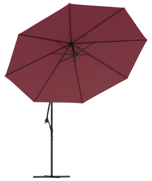 Konzolni vrtni suncobran s aluminijskim stupom 350 cm bordo - Crvena / N/A