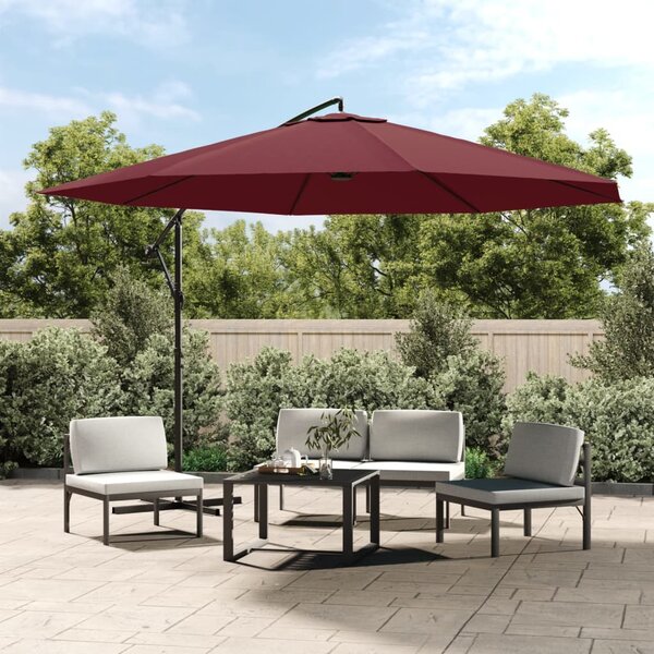 Konzolni vrtni suncobran s aluminijskim stupom 350 cm bordo - Crvena / N/A
