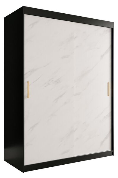 Ormar za garderobu 150 cm Marbelo T (crna mat + bijeli mramor)