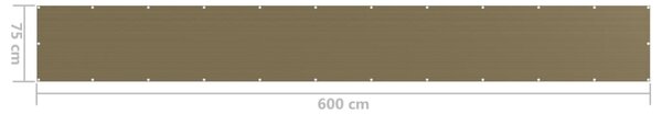 Balkonski zastor smeđe-sivi 75 x 600 cm HDPE - Tupe / 75 x 600 cm