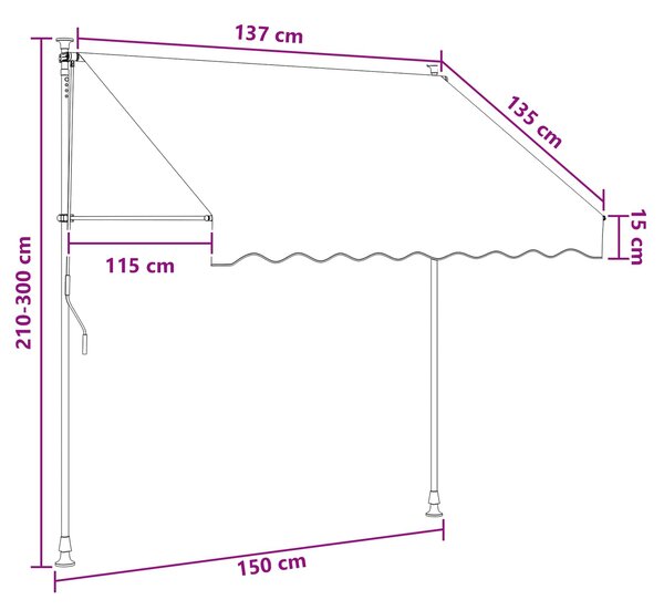 Ručno sklopiva tenda Smeđa 150 cm - Smeđa / 150 cm