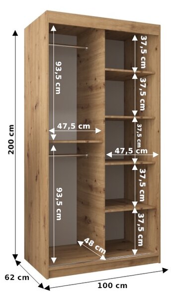 Zondo.hr Ormar za garderobu 100 cm Toki (hrast artisan + hrast artisan). Akcija -19%. 1064799
