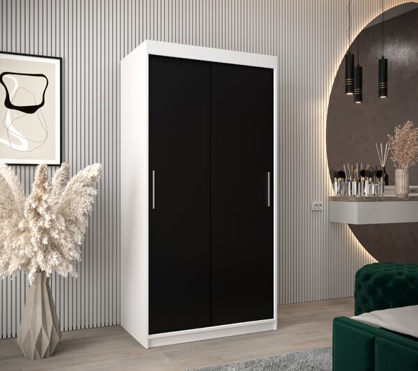 Ormar za garderobu 100 cm Toki (bijela mat + crna mat)