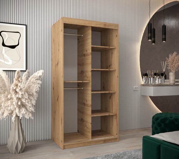 Zondo.hr Ormar za garderobu 100 cm Toki (hrast artisan + hrast artisan). Akcija -19%. 1064799