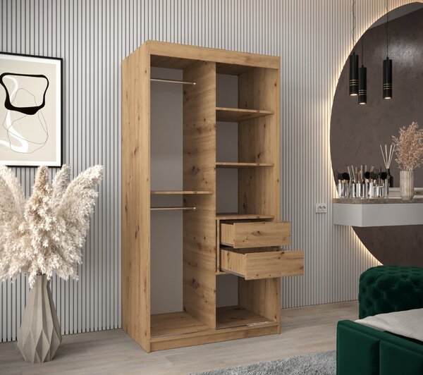 Zondo.hr Ormar za garderobu 100 cm Toki (hrast artisan + hrast artisan). Akcija -19%. 1064799