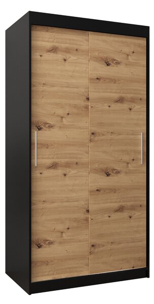 Ormar za garderobu 100 cm Toki (crna mat + hrast artisan)