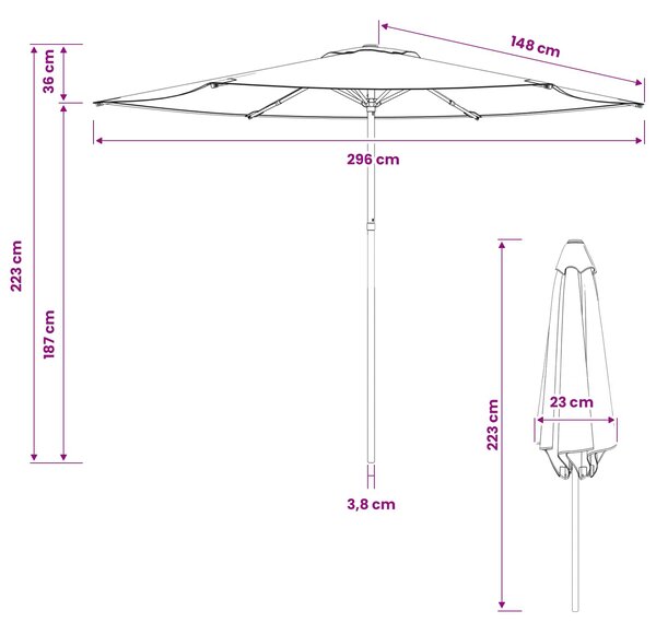 Vrtni suncobran 300 x 300 cm Poliester Pravokutni Antracit - Antracit / 300 x 300 cm