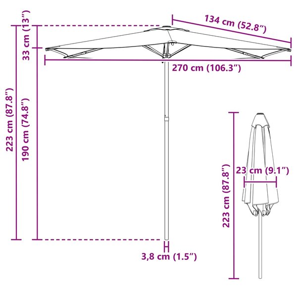 Vrtni suncobran 270 x 270 cm Poliester Pravokutni Žuta i bijela - Žuta / 270 x 270 cm