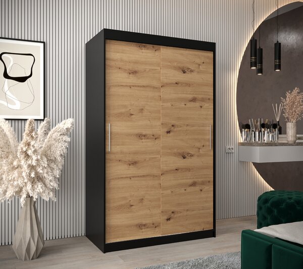 Zondo.hr Ormar za garderobu 120 cm Toki (crna mat + hrast artisan). Akcija -17%. 1064809