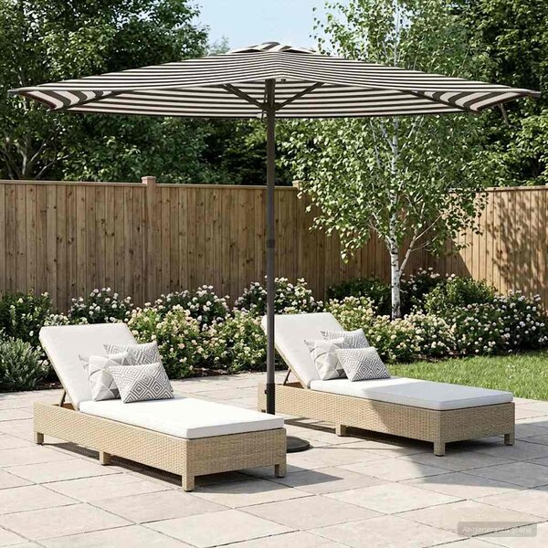 Vrtni suncobran 270 x 270 cm Poliester Pravokutni Crna i bijela - Crna / 270 x 270 cm