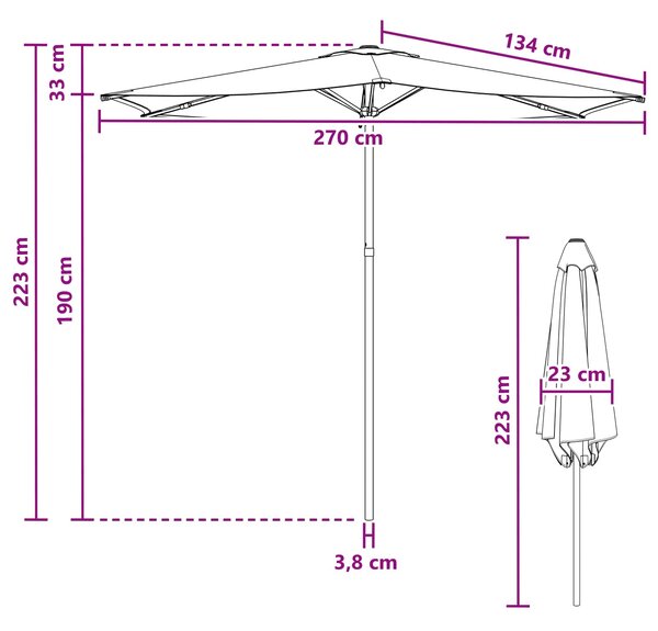 Vrtni suncobran 270 x 270 cm Poliester Pravokutni Antracit - Antracit / 270 x 270 cm