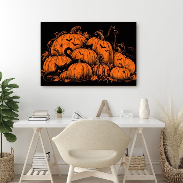 Slika halloween bundeve s crnim mačkama