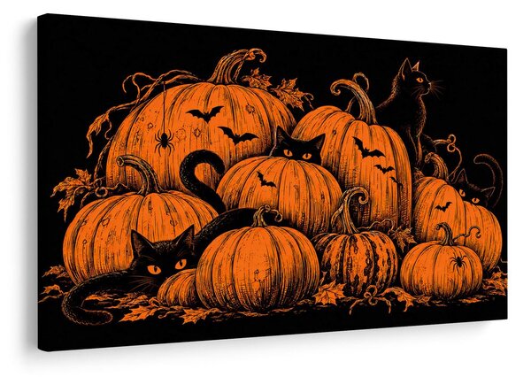 Slika halloween bundeve s crnim mačkama