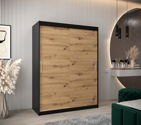 Zondo.hr Ormar za garderobu 150 cm Toki (crna mat + hrast artisan). Akcija -16%. 1064823
