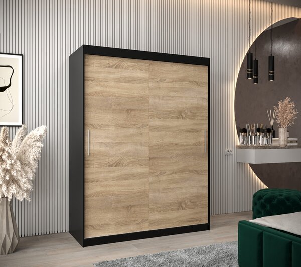Zondo.hr Ormar za garderobu 150 cm Toki (crna mat + hrast sonoma). Akcija -16%. 1064824