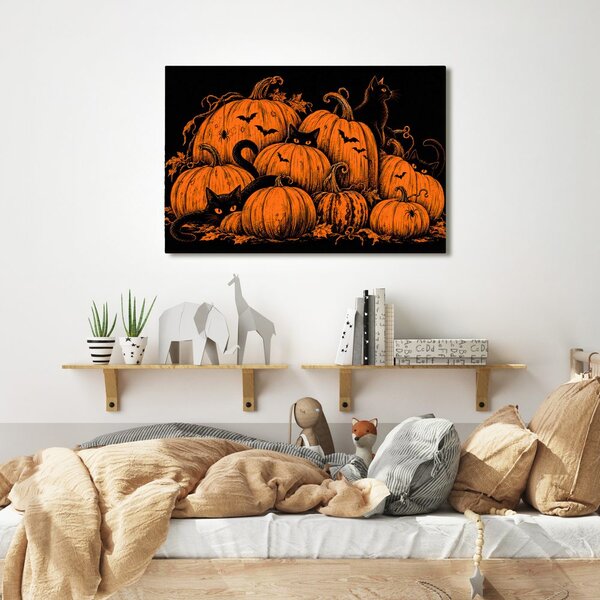 Slika halloween bundeve s crnim mačkama